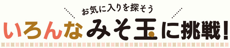 お気に入りを探そう。いろんなみそ玉に挑戦！